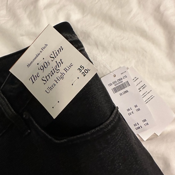 Abercrombie Ultra High Rise 90s Slim Straight Jean - Black -35 Long - Picture 4 of 9